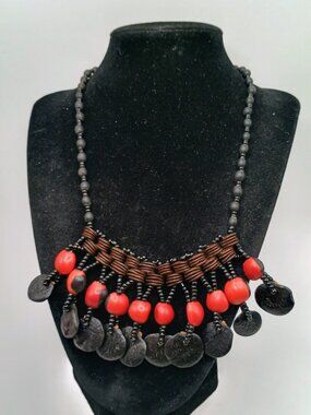 Shaman Necklace Handwoven with Natural Huayruro Seeds